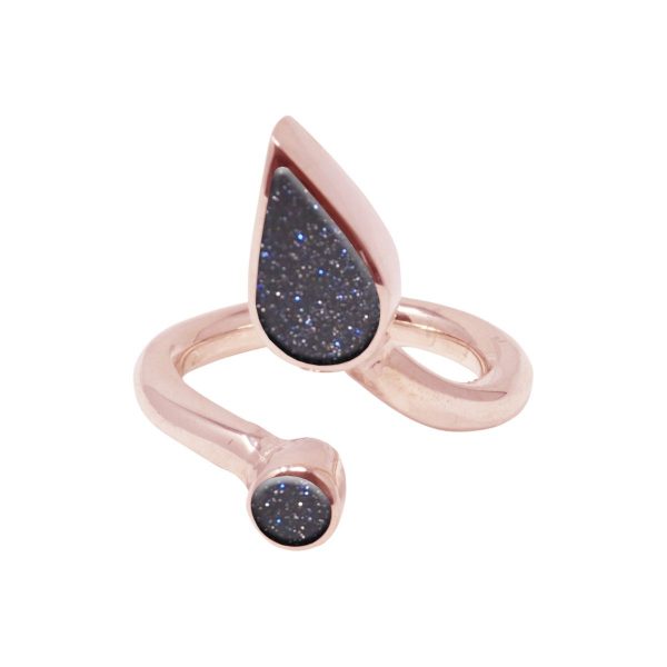 Rose Gold Blue Goldstone Ring