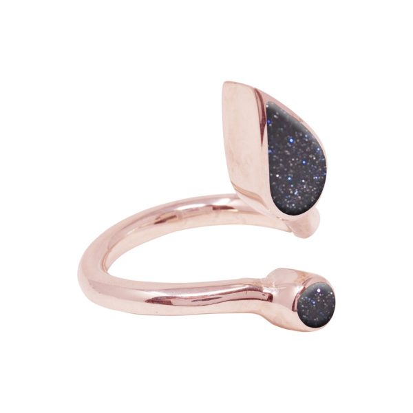 Rose Gold Blue Goldstone Ring