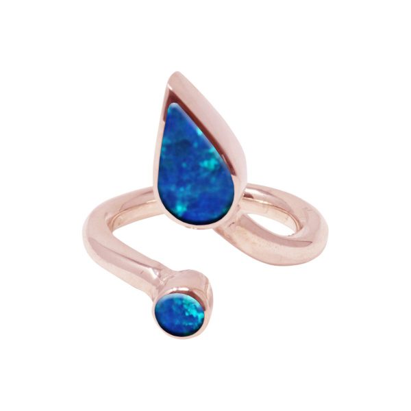 Rose Gold Opalite Cobalt Blue Ring