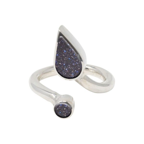 Silver Blue Goldstone Ring