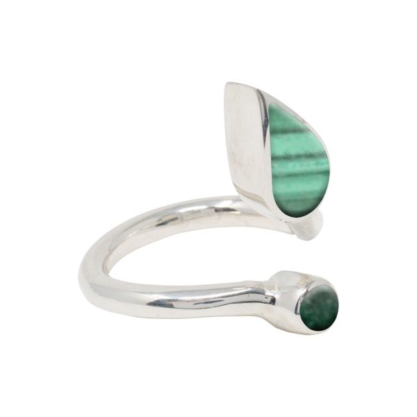 White Gold Malachite Twist Ring