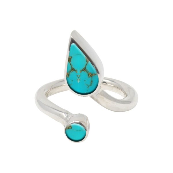 White Gold Turquoise Twist Ring