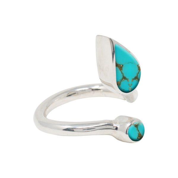 White Gold Turquoise Twist Ring