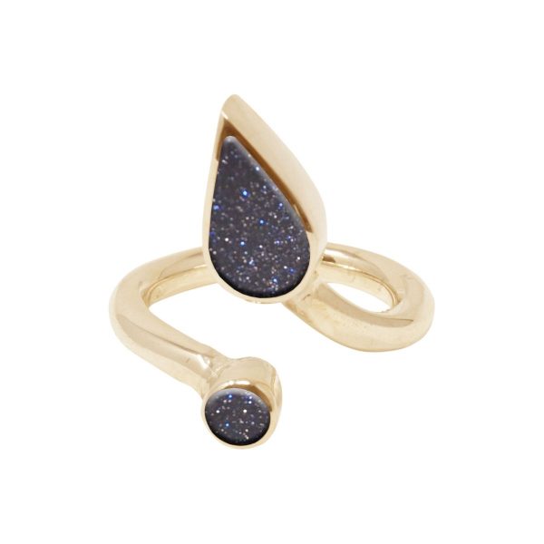 Yellow Gold Blue Goldstone Ring