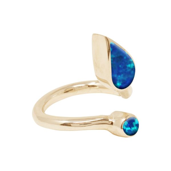 Yellow Gold Opalite Cobalt Blue Ring