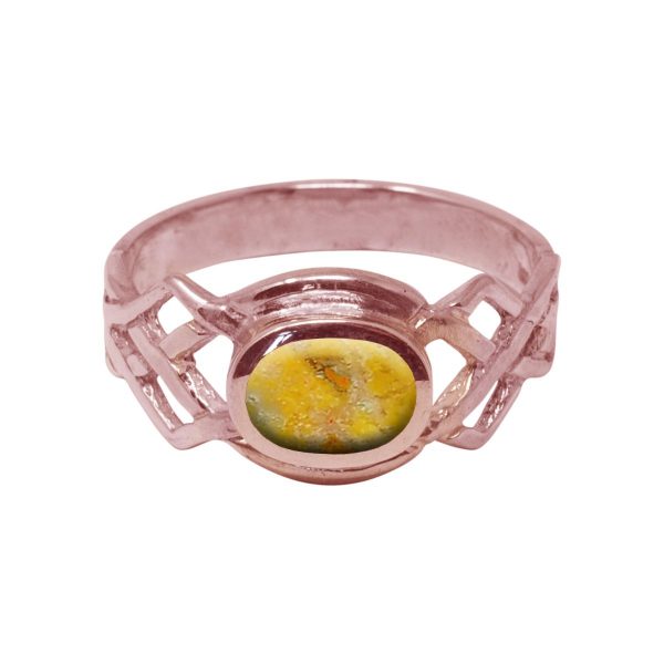 Rose Gold Bumblebee Jasper Oval Stone Celtic Ring