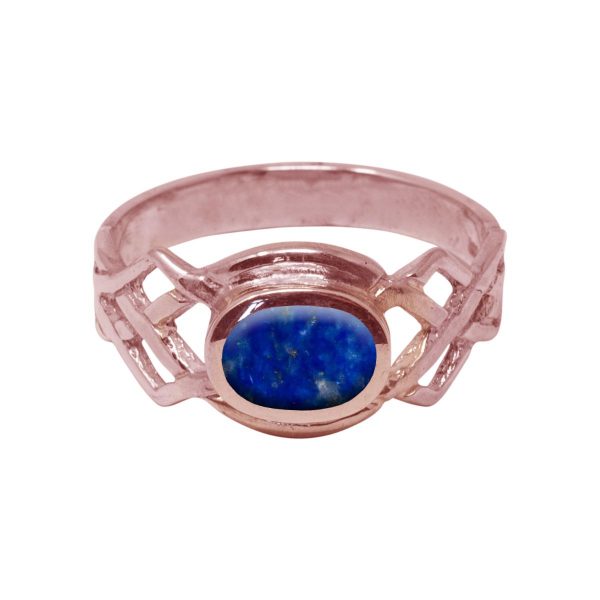 Rose Gold Lapis Oval Stone Celtic Ring