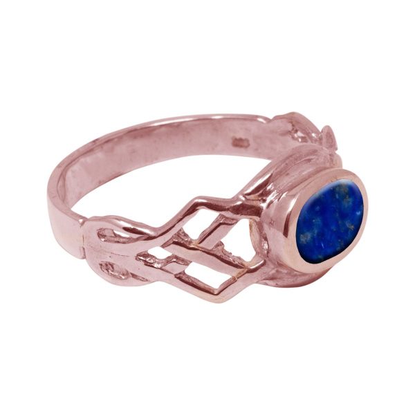 Rose Gold Lapis Oval Stone Celtic Ring