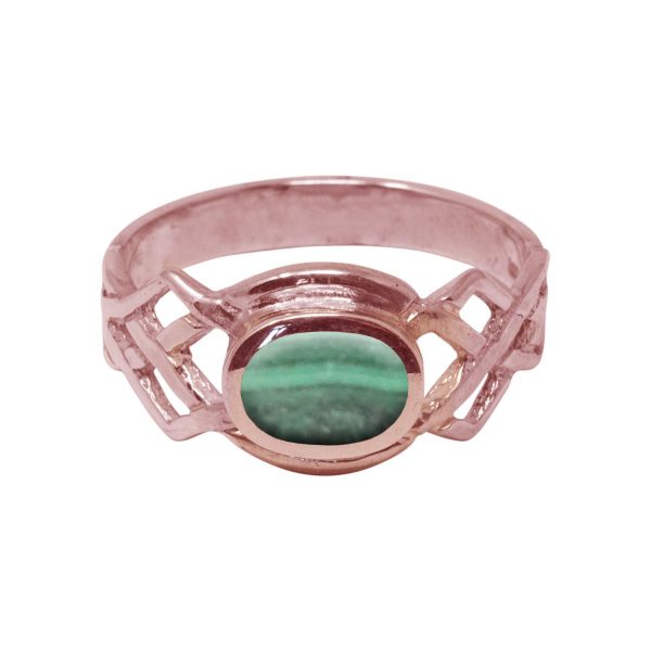 Rose Gold Malachite Oval Stone Celtic Ring