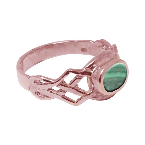 Rose Gold Malachite Oval Stone Celtic Ring