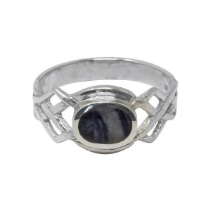 Silver Blue John Celtic Ring