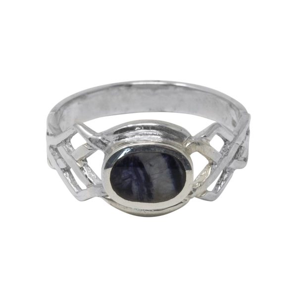 Silver Blue John Celtic Ring