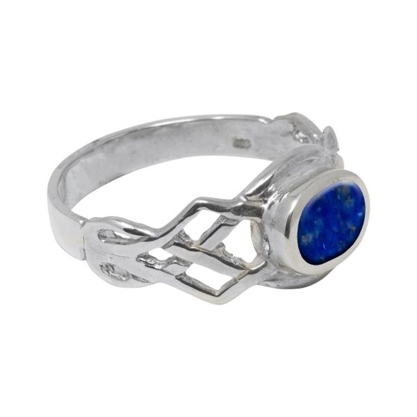 Silver Lapis Oval Stone Celtic Ring