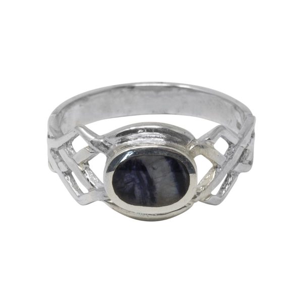 White Gold Blue John Celtic Ring