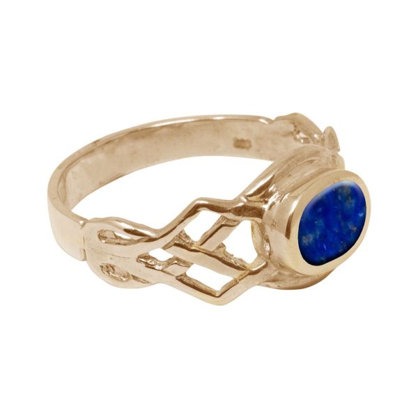 Yellow Gold Lapis Oval Stone Celtic Ring