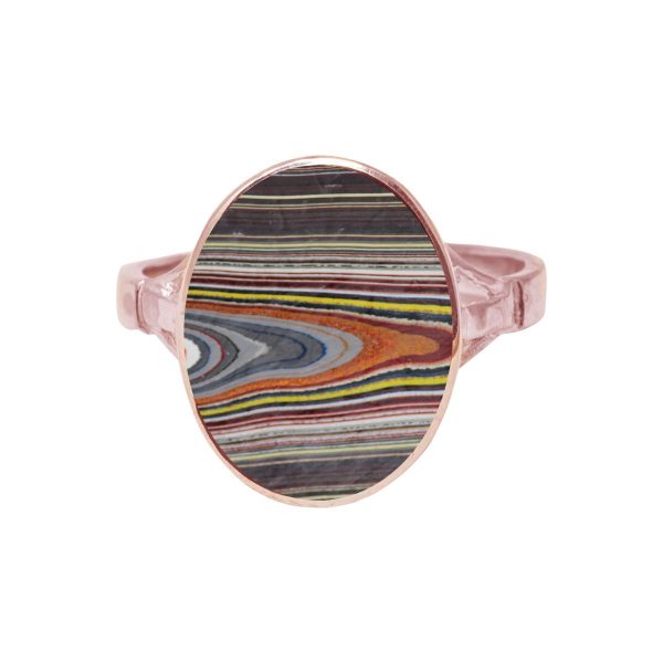 Rose Gold Fordite Oval Ring