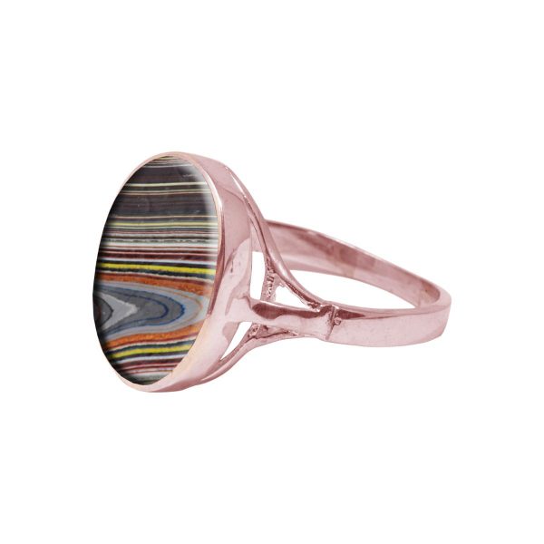 Rose Gold Fordite Oval Ring