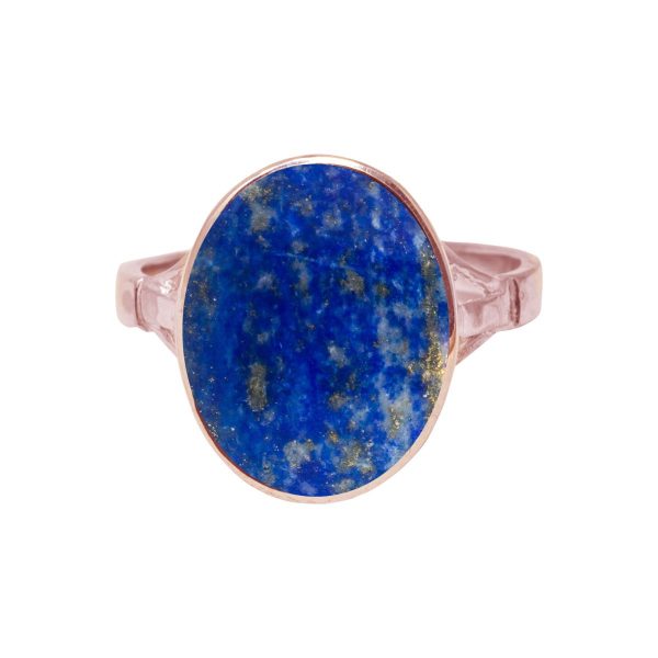 Rose Gold Lapis Oval Ring