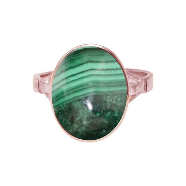 Rose Gold Malachite Oval Ring