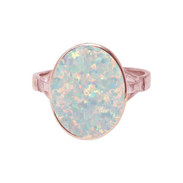 Rose Gold Opalite Sun Ice Oval Ring