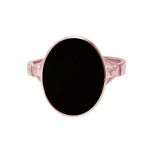 Rose Gold Whitby Jet Oval Ring