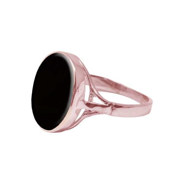 Rose Gold Whitby Jet Oval Ring