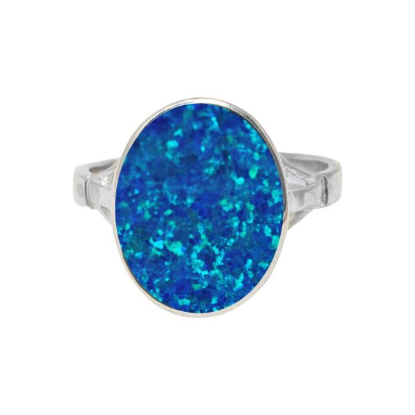 Silver Opalite Cobalt Blue Oval Ring