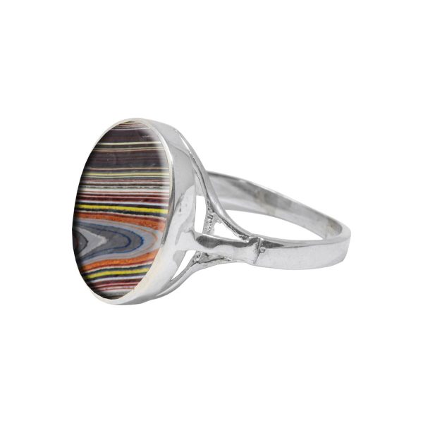 Silver Fordite Oval Ring