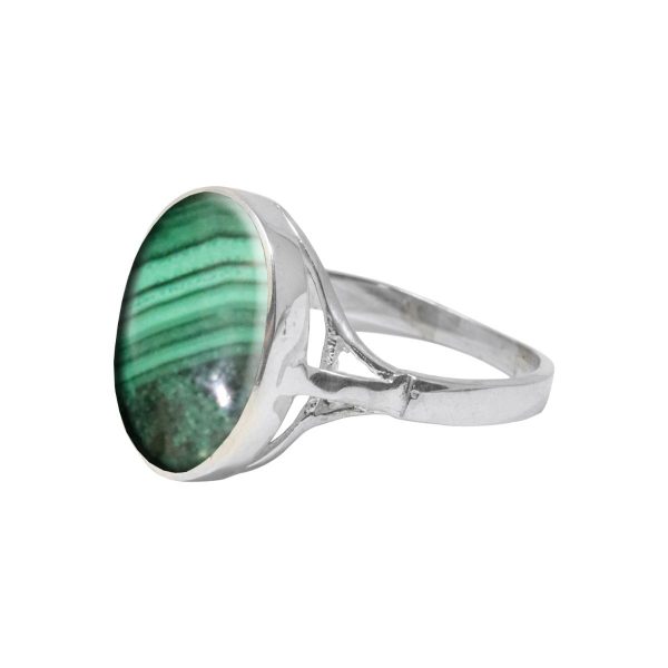 Silver Malachite Oval Ring