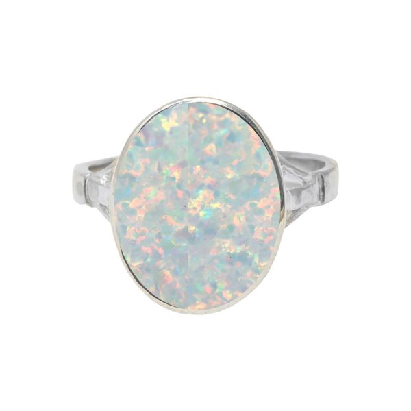 Silver Opalite Sun Ice Oval Ring