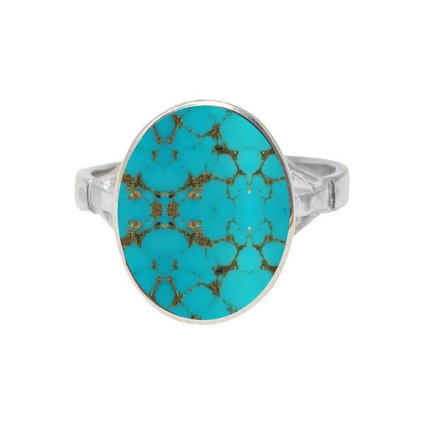 White Gold Turquoise Oval Ring