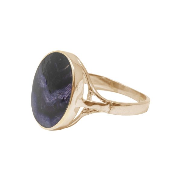 Yellow Gold Blue John Oval Ring