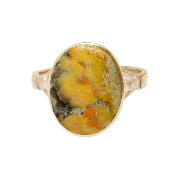 Yellow Gold Bumblebee Jasper Oval Ring