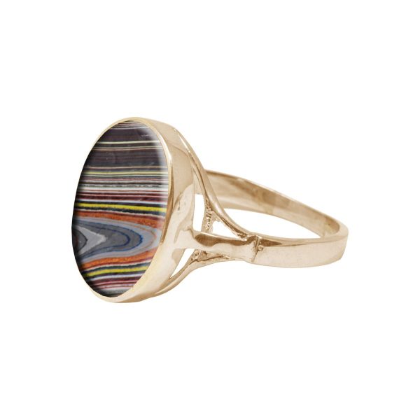 Yellow Gold Fordite Oval Ring