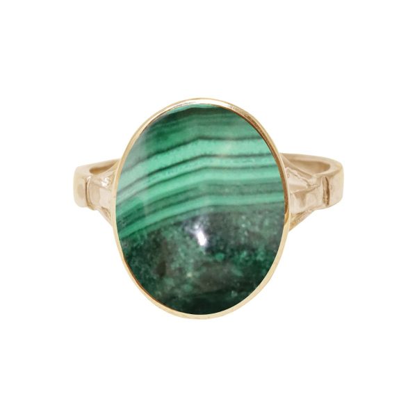 Yellow Gold Malachite Oval Ring