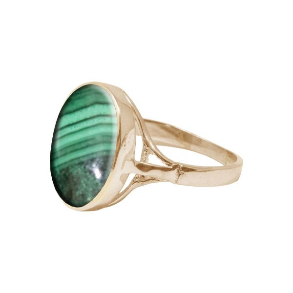 Yellow Gold Malachite Oval Ring