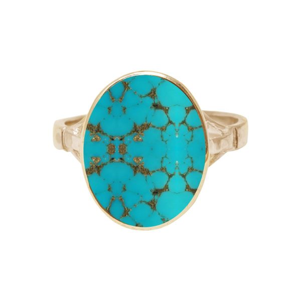 Yellow Gold Turquoise Oval Ring