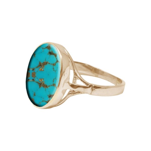 Yellow Gold Turquoise Oval Ring
