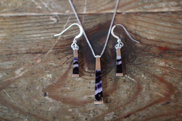 Blue John Pendant and Earring Set