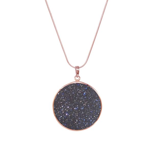 Rose Gold Blue Goldstone Tree of Life Pendant