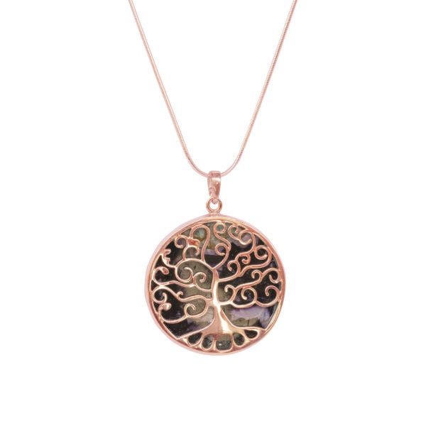 Rose Gold Blue John Tree of Life Pendant