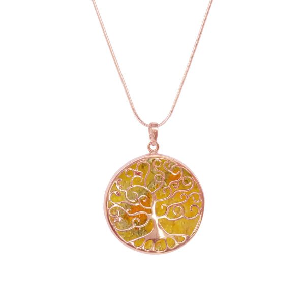 Rose Gold Bumblebee Jasper Tree of Life Pendant