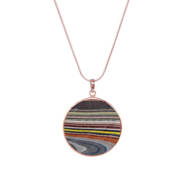 Rose Gold Fordite Tree of Life Pendant