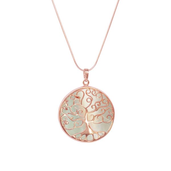 Rose Gold Mother of Pearl Tree of Life Pendant