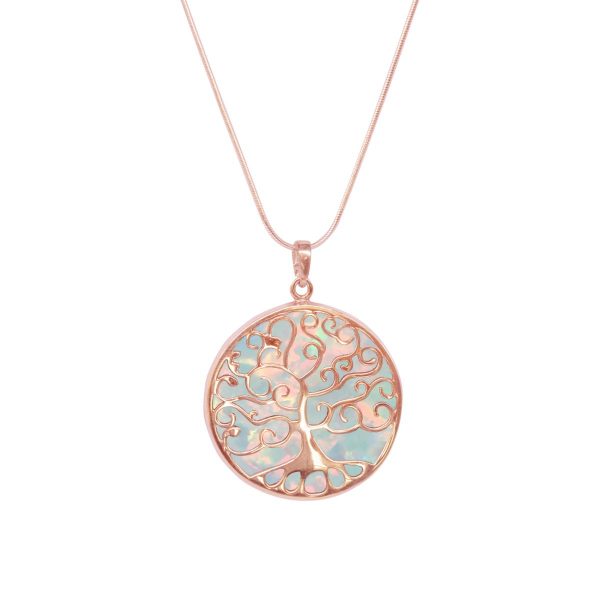 Rose Gold Opalite Tree of Life Pendant