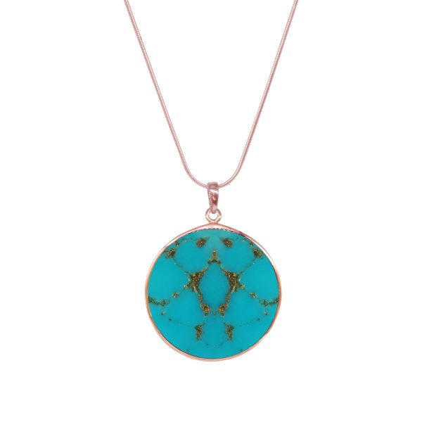 Rose Gold Turquoise Tree of Life Pendant