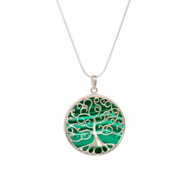 Silver Malachite Tree of Life Pendant