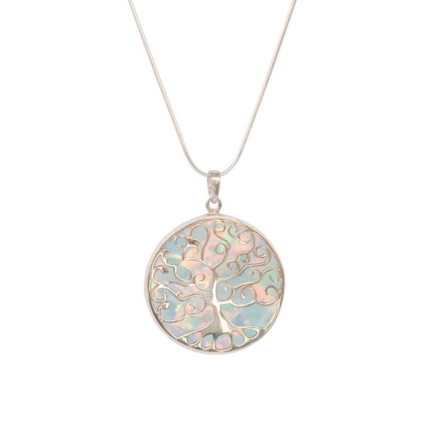 Silver Opalite Sun Ice Tree of Life Pendant