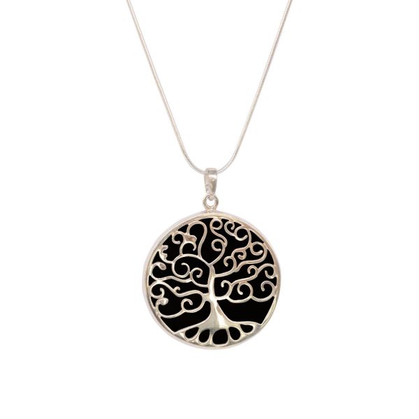 Silver Whitby Jet Tree of Life Pendant