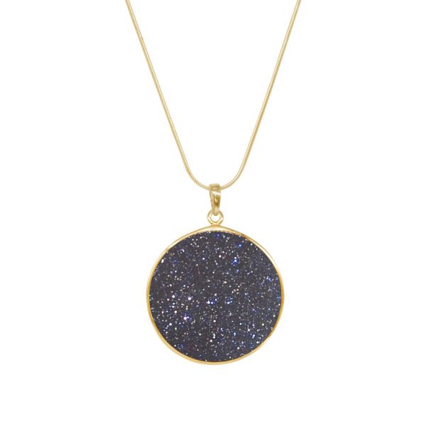 Yellow Gold Blue Goldstone Tree of Life Pendant